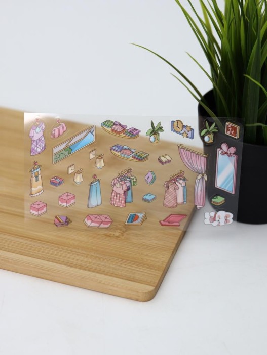 Наклейки+пинцет для творчества румбокс "Магазин одежды", розовые (16*20 см) 