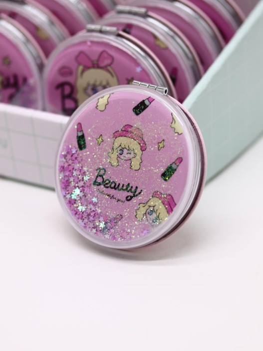 Зеркало раскладное &quot;Девочка и шляпа&quot;, pink, 7*7 см 