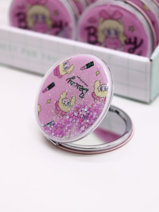 Зеркало раскладное &quot;Девочка и шляпа&quot;, pink, 7*7 см 