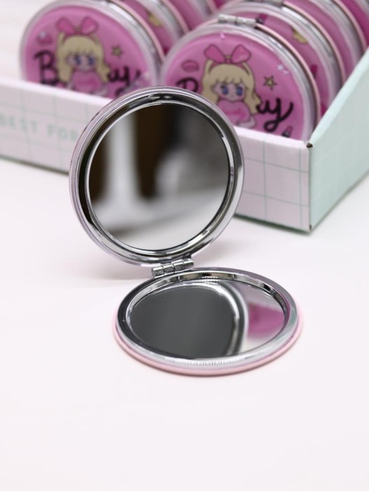 Зеркало раскладное &quot;Девочка и шляпа&quot;, pink, 7*7 см 
