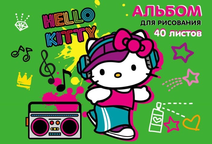 Альбом для рисования А4 &quot;Hello Kitty-2&quot;, 40 л, на гребне, мел. обложка 235 гр/м2 