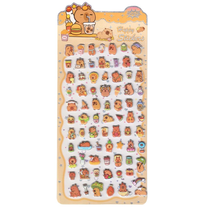 Наклейки зефирные "Капибарка №4" (9,5*21см) 