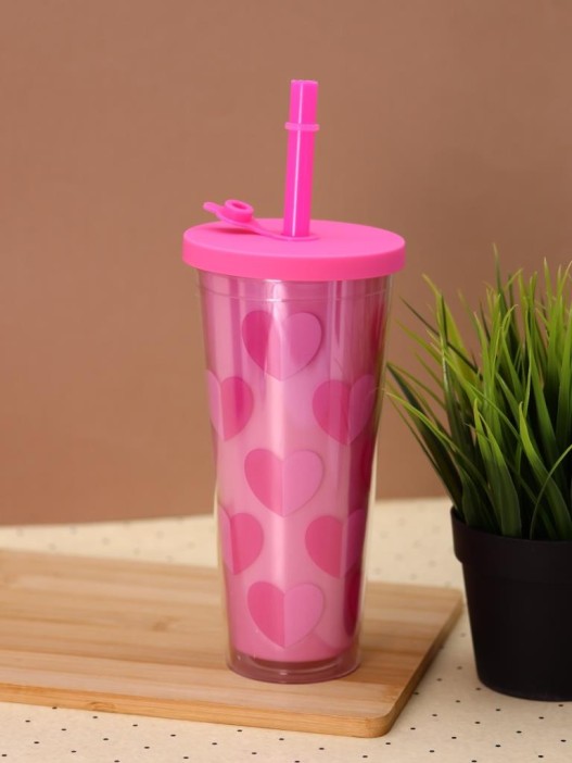 Тамблер iLikeGift &quot;Double heart&quot;, pink (650 мл) 