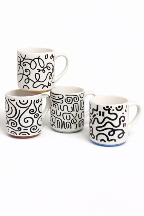 Набор керамических кружек 12шт. «Произвольный рисунок», микс 