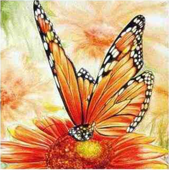 Алмазная мозаика без подрамника &quot;Бабочка на цветке 2&quot;, 15х20 см 