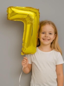 Шар фольгированный "Milestone moments" цифра 7, золото (40 см)