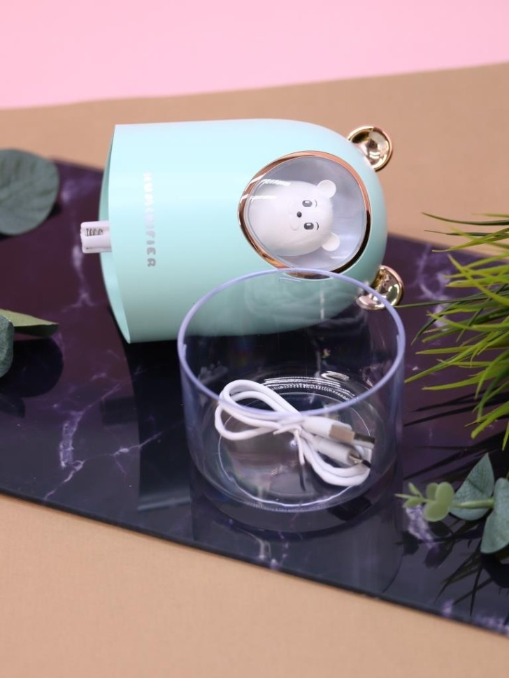 Настольный увлажнитель воздуха - ночник "Bear in a spacesuit", green, (портативный, USB)