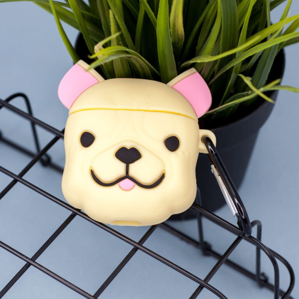 Чехол для airpods "Face dog", yellow
