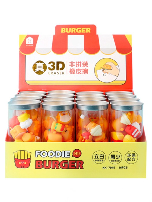Набор ластиков &quot;Foodie burger&quot;, шоу-бокс 16 шт. 