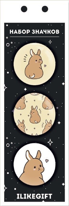 Набор значков 3 шт. iLikeGift Аниме «Hare» 