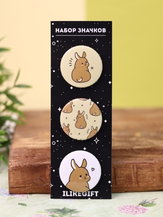 Набор значков 3 шт. iLikeGift Аниме «Hare» 