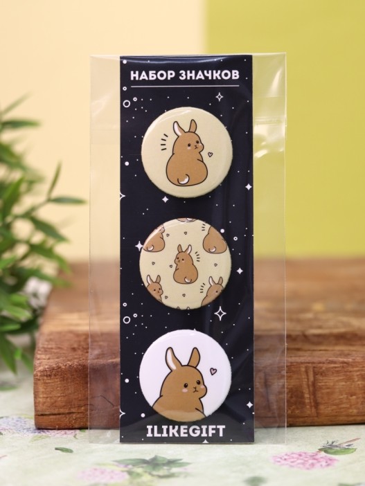 Набор значков 3 шт. iLikeGift Аниме «Hare» 