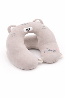 Мягкая игрушка-подушка для шеи "Surprised kitten", grey (30*30*20см)