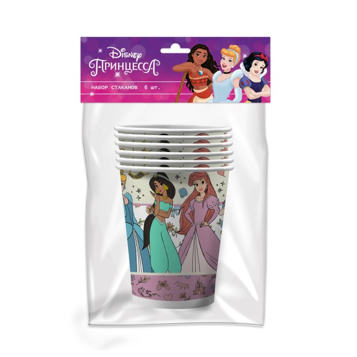 Набор бумажных стаканов 6 шт. &quot;Принцессы&quot;, 250 мл 
