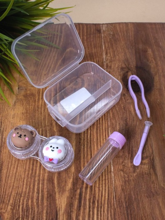 Контейнер для линз &quot;Team bear-hare&quot;, purple 