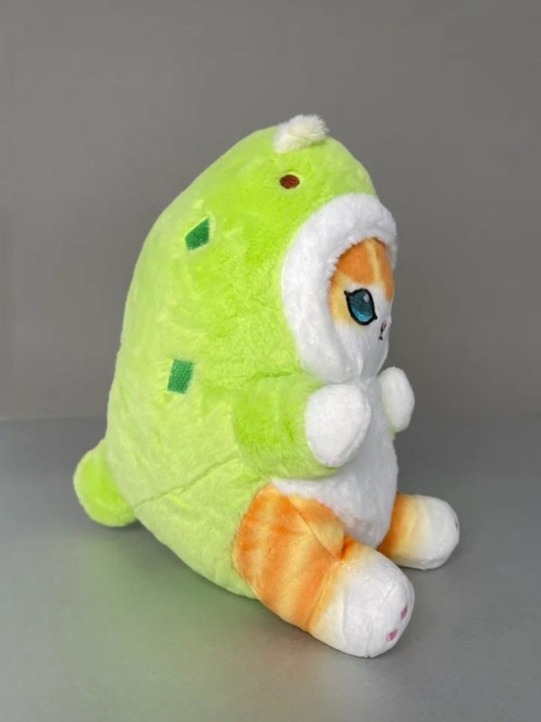 Мягкая игрушка "Кот динозавр", зеленый, 20 см