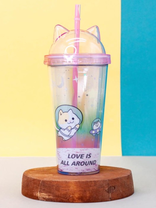 Тамблер iLikeGift &quot;Cat astronaut&quot;, pink (400 ml) 