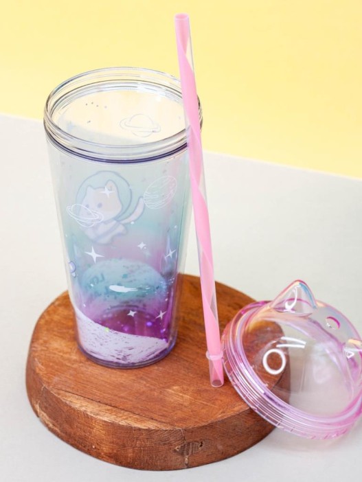 Тамблер iLikeGift &quot;Cat astronaut&quot;, pink (400 ml) 