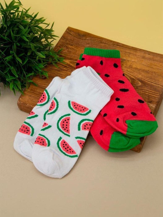 Носки женские "Watermelon Red and White", р.35-40, 2 пары 