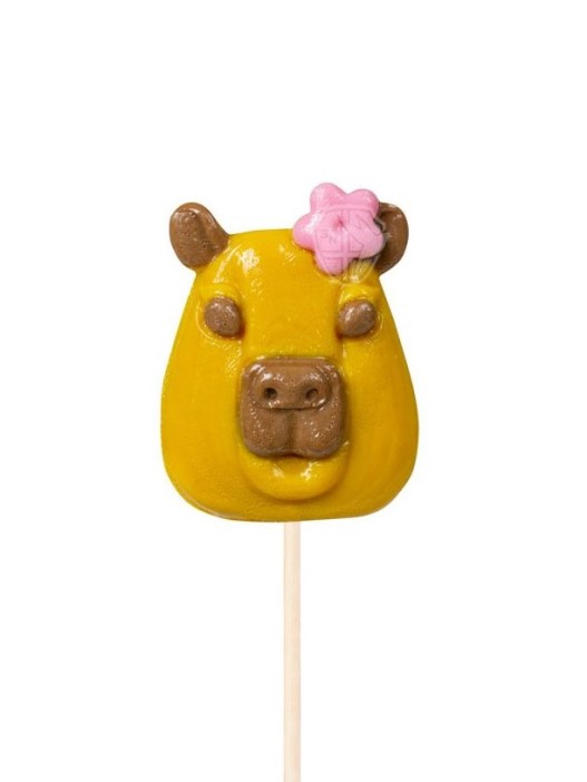 Карамель леденцовая изомальт "Капибара с цветочком" ш/б 21шт х 24гр (абрикос) 