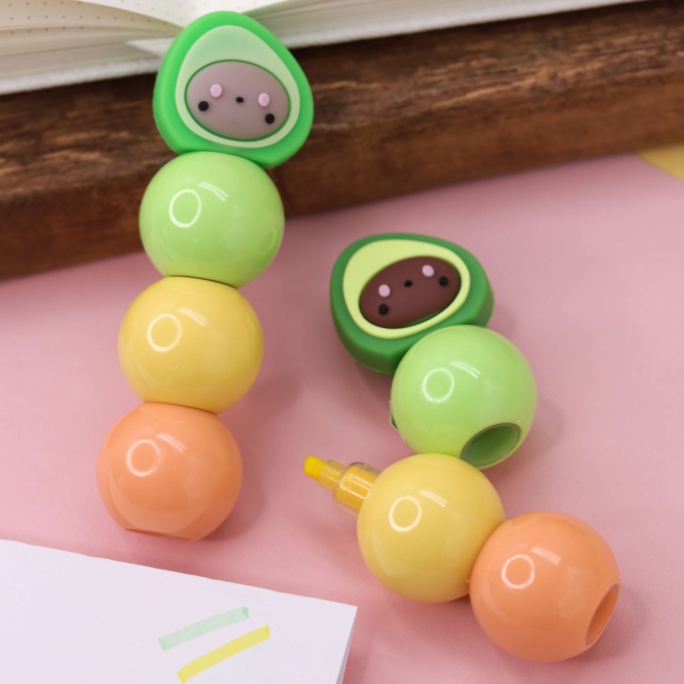 Маркер текстовыделитель "Avocado ball", 3 в 1, mix, шоу-бокс 24 шт.