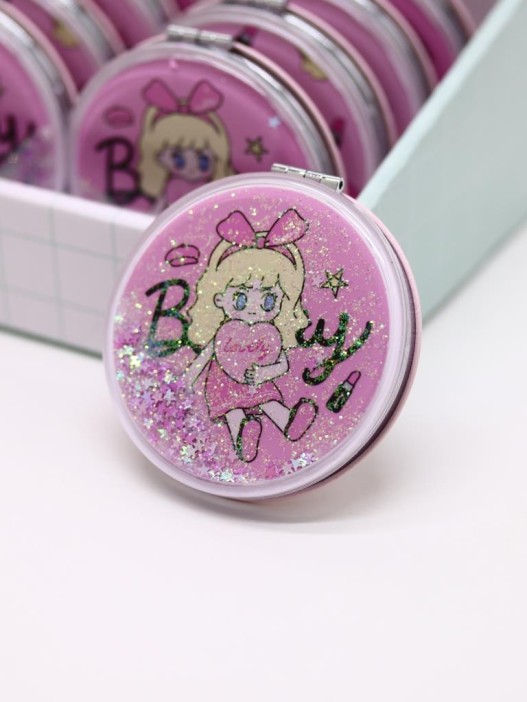 Зеркало раскладное &quot;Девочка и сердце&quot;, pink, 7*7 см 