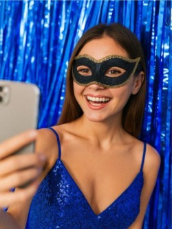 Праздничный занавес, дождик для фотозоны "Gleaming rain", dark blue (100*200 см)