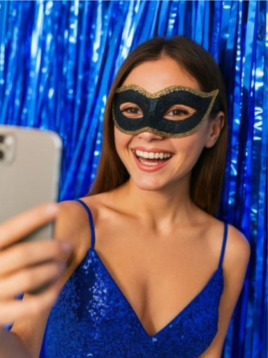 Праздничный занавес, дождик для фотозоны "Gleaming rain", dark blue (100*200 см)