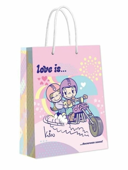 Пакет подарочный XXL 33.5*40.6*15.5см &quot;Love is. Большой пастель&quot; 