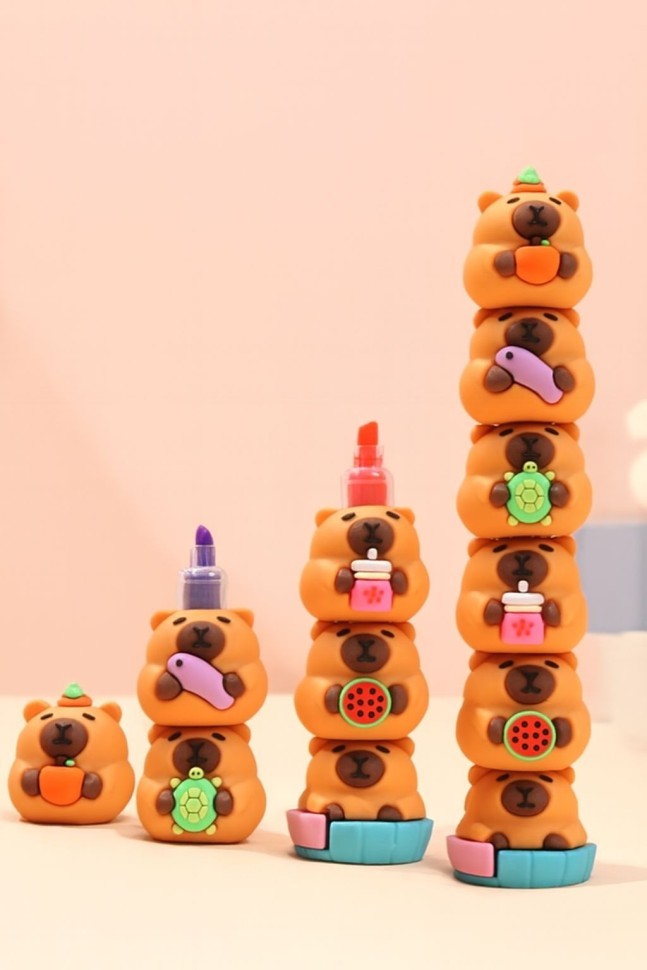 Маркер текстовыделитель "Треугольники", 6 в 1, микс, шоу-бокс 24 шт.