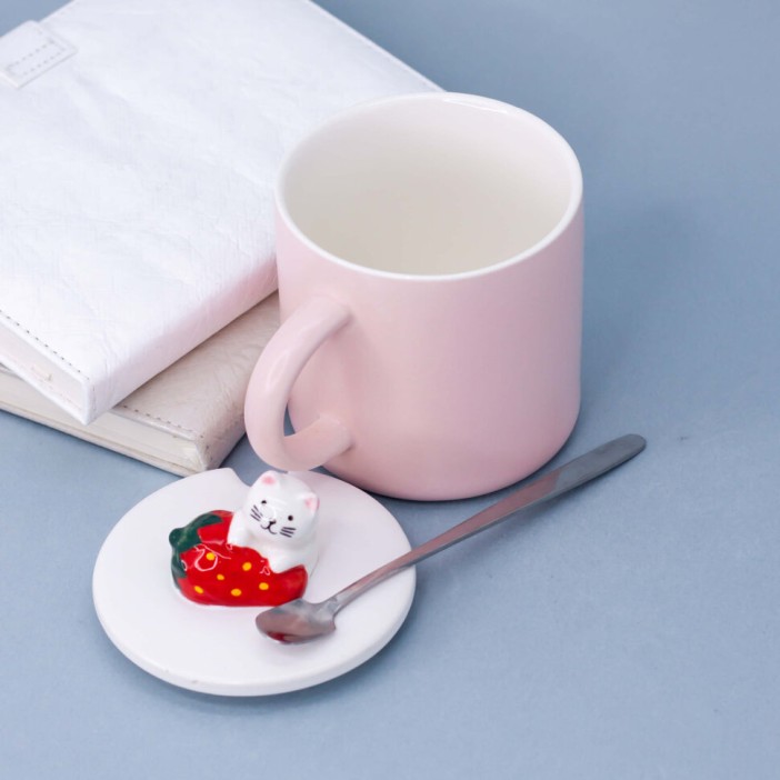 Кружка "Cat strawberry", pink (01) (450ml) 