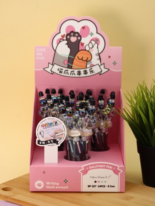 Разноцветная ручка 4 в 1 &quot;МЯУ лапка&quot;, black 