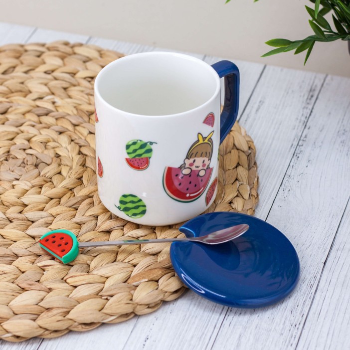 Кружка "Girl with watermelon", blue (375 ml) 