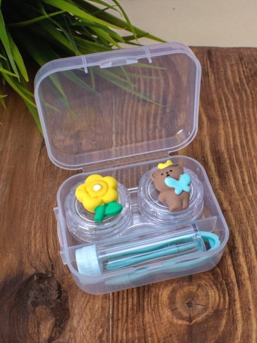 Контейнер для линз &quot;Team flower-bear&quot;, green 