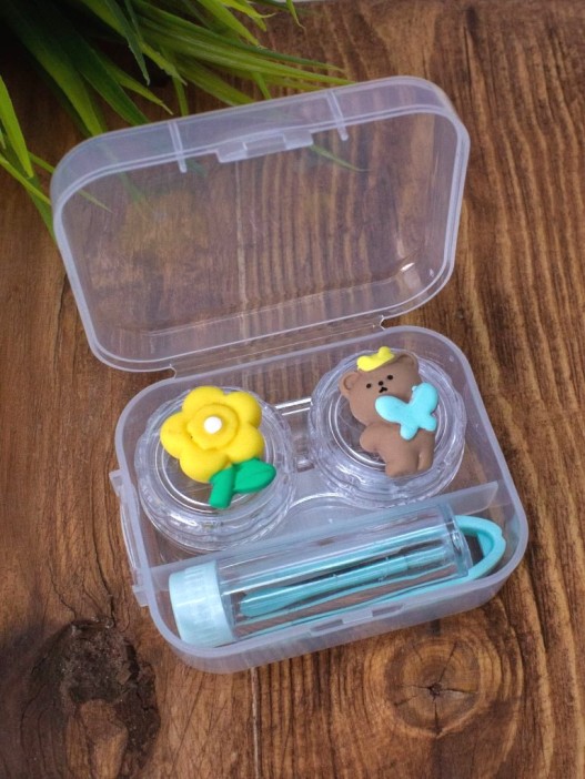 Контейнер для линз &quot;Team flower-bear&quot;, green 