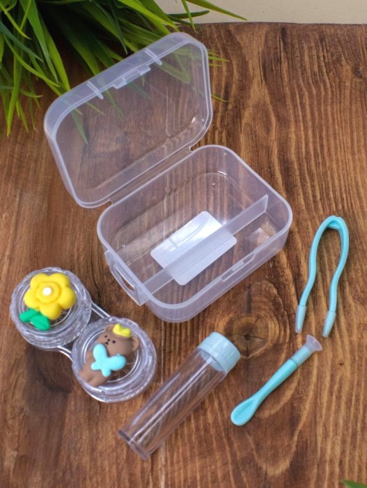 Контейнер для линз &quot;Team flower-bear&quot;, green 