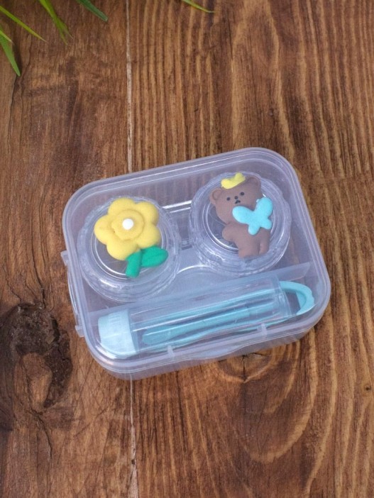 Контейнер для линз &quot;Team flower-bear&quot;, green 