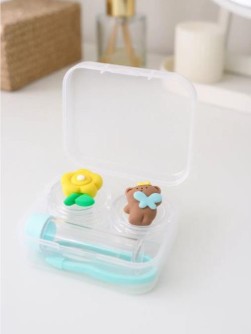 Контейнер для линз "Team flower-bear", green