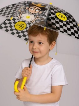 Прозрачный зонт для детей "Влад А4", полуавтоматический (L=68 см, D=84 см)