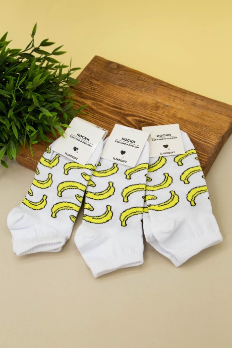 Носки женские "Banana", белый, р. 35-40 
