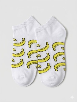 Носки женские "Бананы", белые, р. 35-40