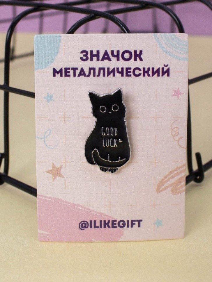 Значок металлический iLikeGift "Котик удачи"