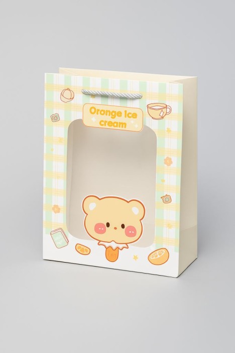 Пакет подарочный (XS) "Lovely animals, plaid", green (14.5*19.5*10) 