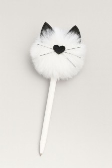 Ручка с помпоном "Meow", white