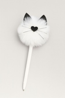 Ручка с помпоном "Meow", white