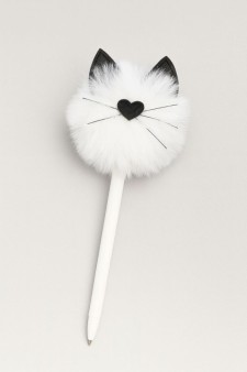 Ручка с помпоном "Meow", white