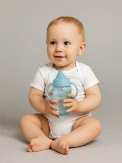 Бутылочка поильник-непроливайка с пластиковым носиком, blue (270 ml)