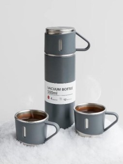 Набор из термоса и 2 чашек "Classic", grey (500 ml)