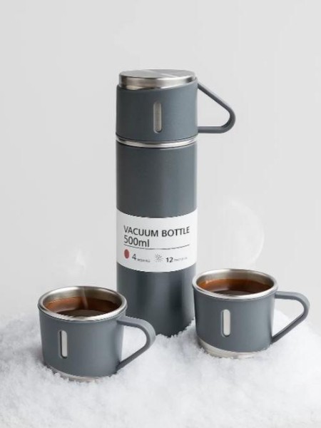 Набор из термоса и 2 чашек "Classic", grey (500 ml) 