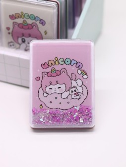 Зеркало шейкер раскладное "Unicorn", розовое, 8*6 см